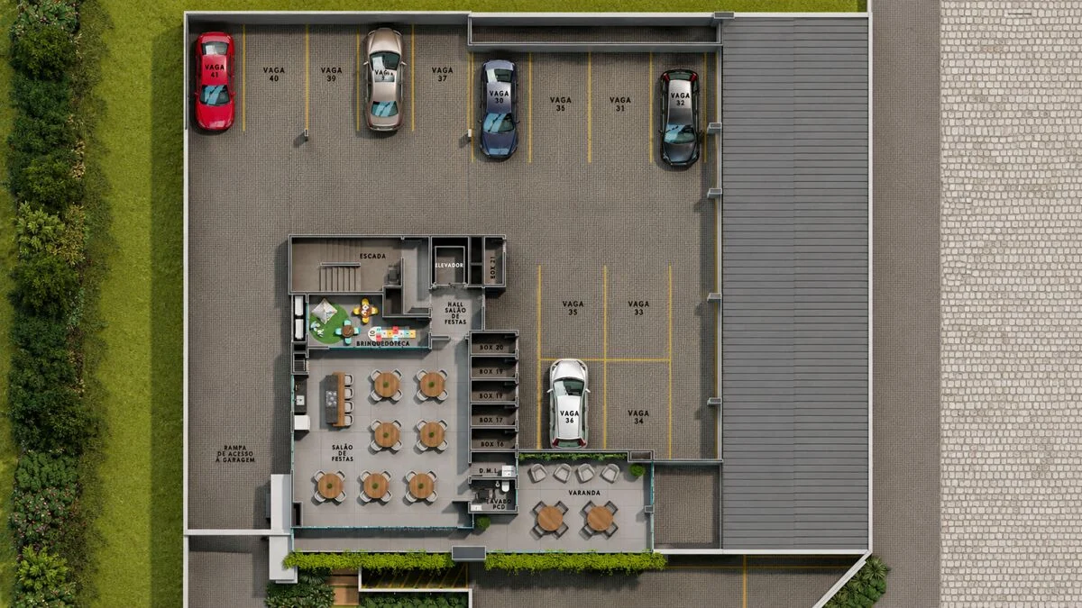 Residencial Fratelli di Mare — Planta da Garagem e Salão de Festas